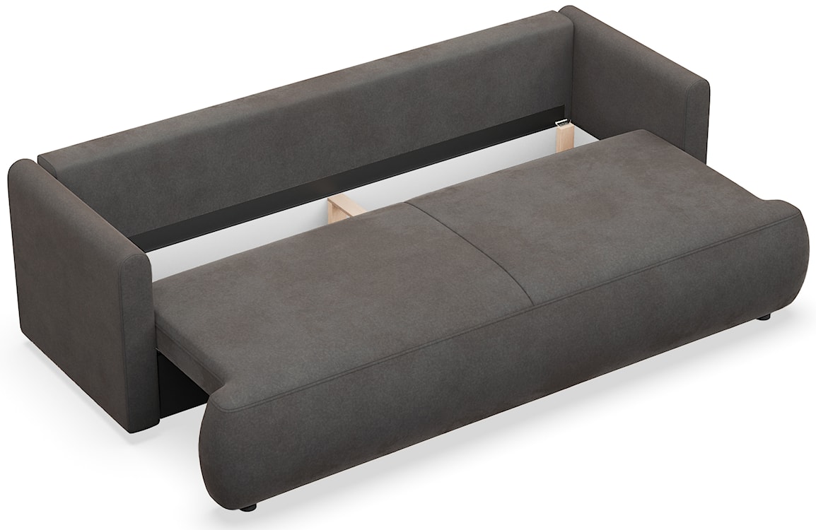 Kanapa rozkładana trzyosobowa Ovo mini z pojemnikiem ciemnoszara welur łatwoczyszczący  - zdjęcie 5