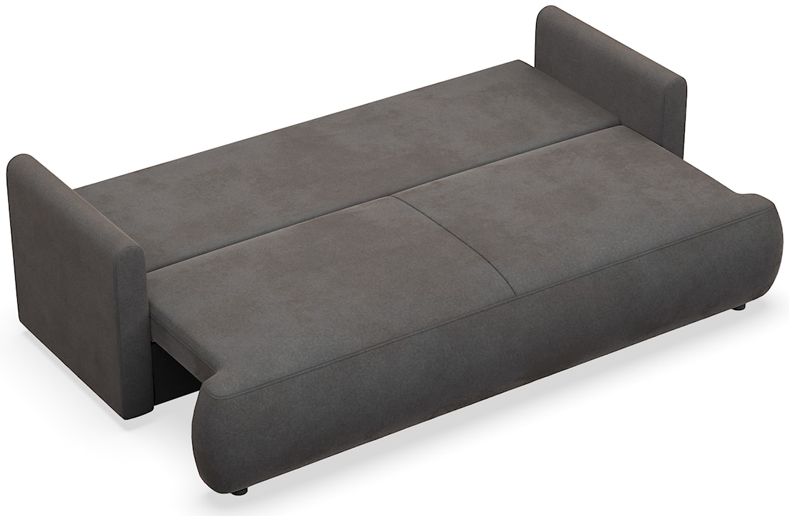 Kanapa rozkładana trzyosobowa Ovo mini z pojemnikiem ciemnoszara welur łatwoczyszczący  - zdjęcie 4