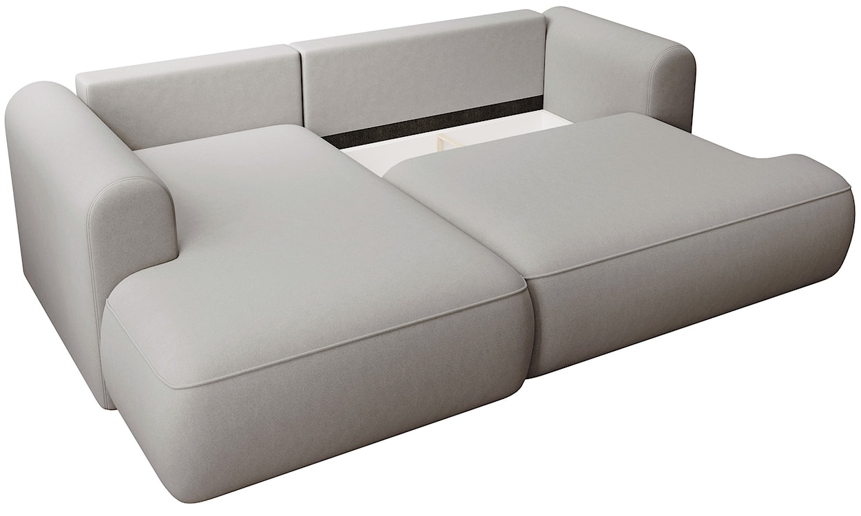 Narożnik z funkcją spania Ovo mini L-kształtny lewostronny z pojemnikiem szary welur łatwoczyszczący  - zdjęcie 5