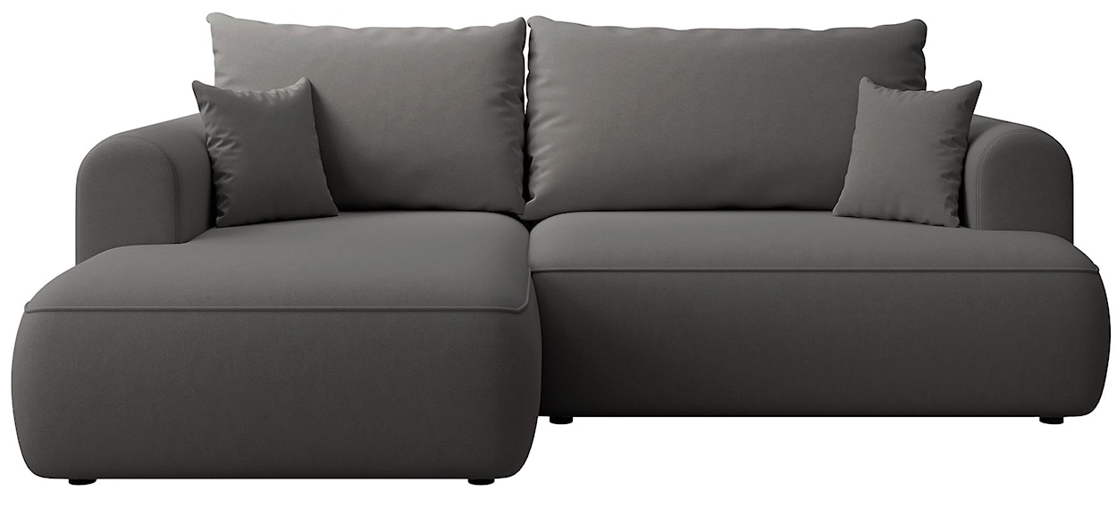 Narożnik z funkcją spania Ovo mini L-kształtny lewostronny z pojemnikiem ciemnoszary welur łatwoczyszczący