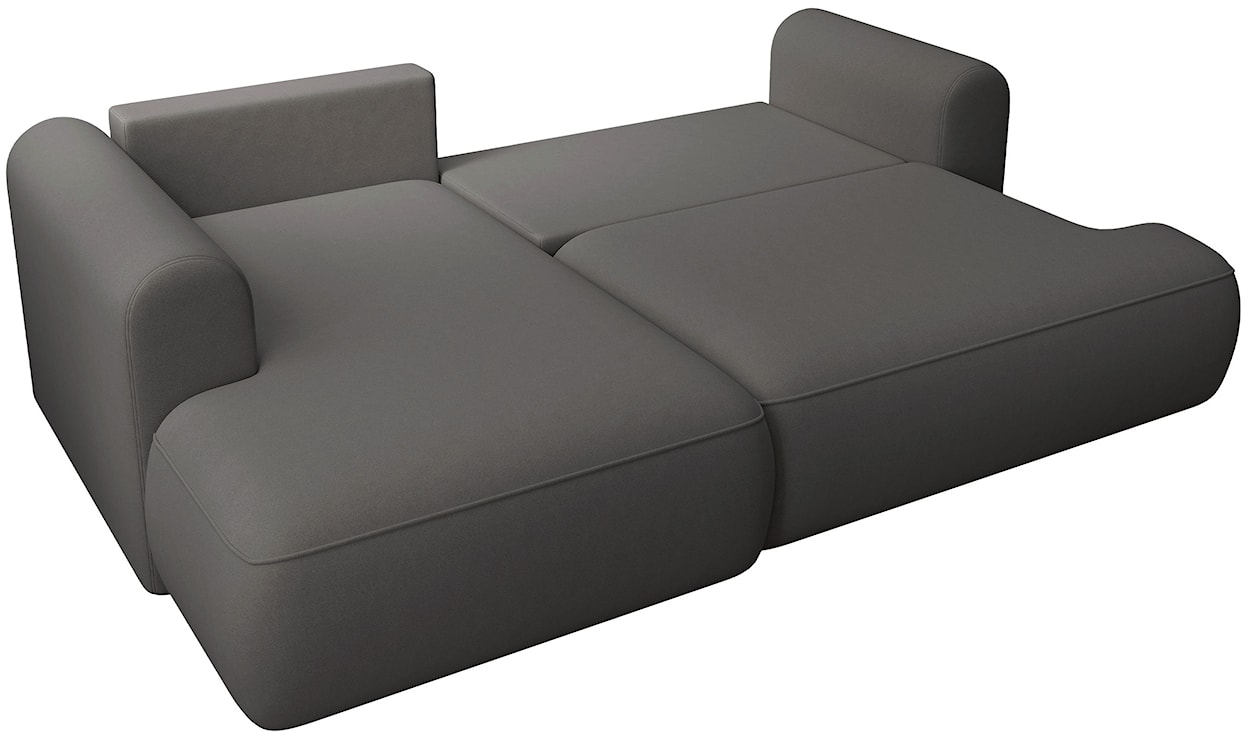 Narożnik z funkcją spania Ovo mini L-kształtny lewostronny z pojemnikiem ciemnoszary welur łatwoczyszczący  - zdjęcie 4