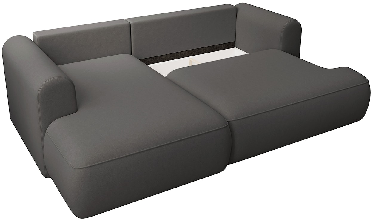 Narożnik z funkcją spania Ovo mini L-kształtny lewostronny z pojemnikiem ciemnoszary welur łatwoczyszczący  - zdjęcie 5