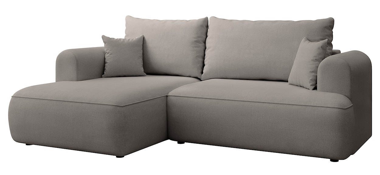 Narożnik z funkcją spania Ovo mini L-kształtny lewostronny z pojemnikiem szarobeżowy szenil łatwoczyszczący  - zdjęcie 4