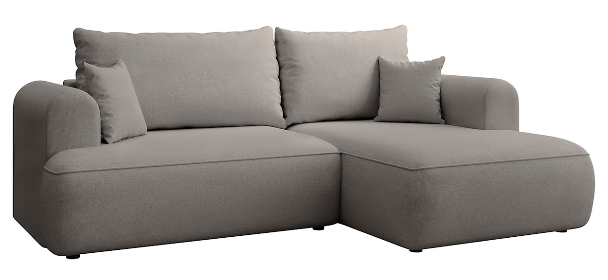 Narożnik z funkcją spania Ovo mini L-kształtny prawostronny z pojemnikiem szarobeżowy szenil łatwoczyszczący  - zdjęcie 4