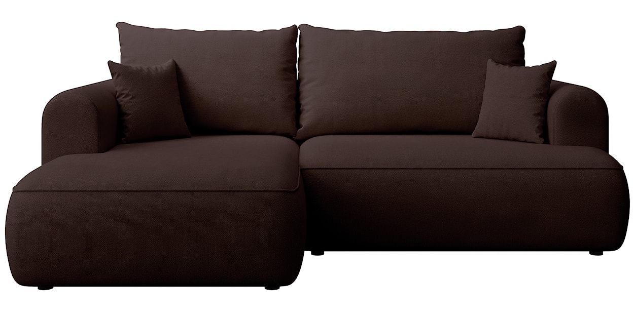 Narożnik z funkcją spania Ovo mini L-kształtny lewostronny brązowy szenil łatwoczyszczący 