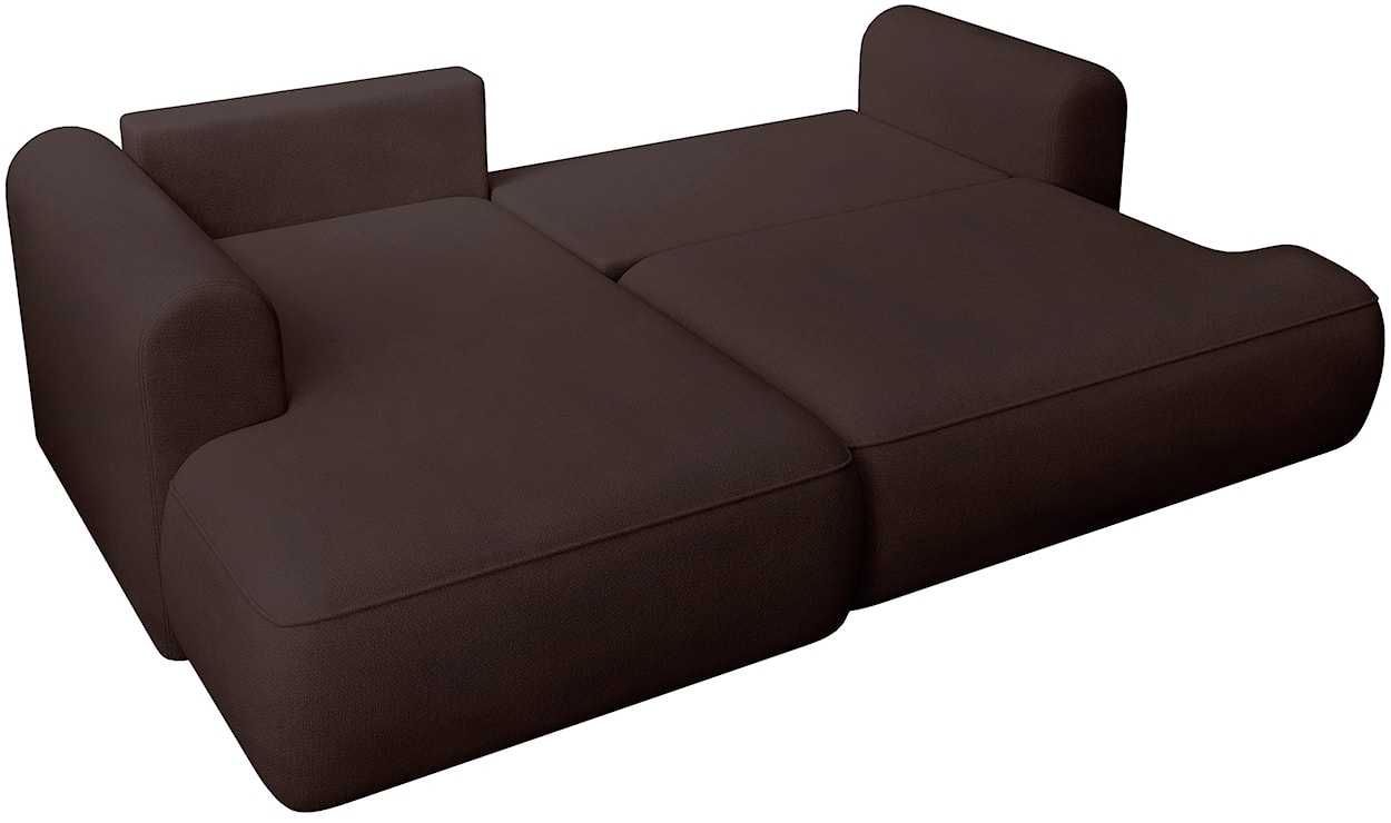 Narożnik z funkcją spania Ovo mini L-kształtny lewostronny brązowy szenil łatwoczyszczący  - zdjęcie 3