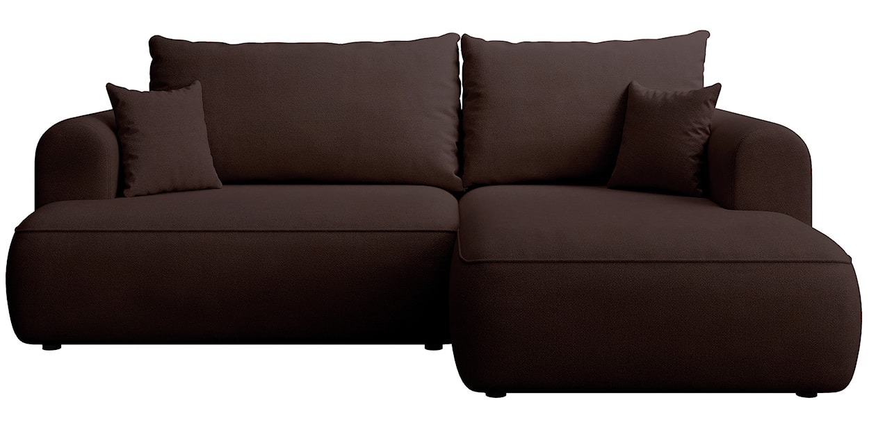 Narożnik z funkcją spania Ovo mini L-kształtny prawostronny brązowy szenil łatwoczyszczący 