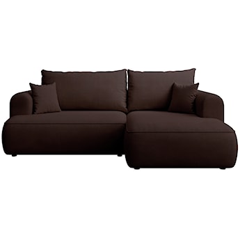 Narożnik z funkcją spania Ovo mini L-kształtny prawostronny brązowy szenil łatwoczyszczący