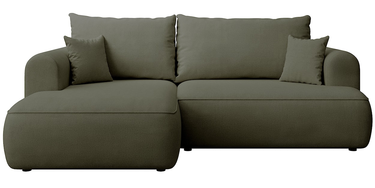 Narożnik z funkcją spania Ovo mini L-kształtny lewostronny oliwkowy szenil łatwoczyszczący 