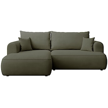 Narożnik z funkcją spania Ovo mini L-kształtny lewostronny oliwkowy szenil łatwoczyszczący