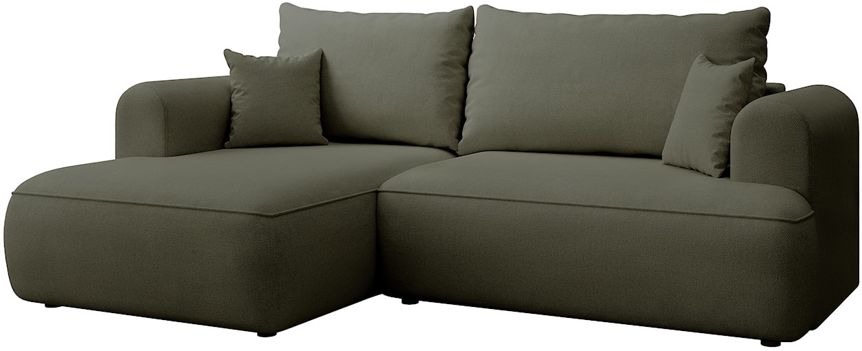 Narożnik z funkcją spania Ovo mini L-kształtny lewostronny oliwkowy szenil łatwoczyszczący  - zdjęcie 6