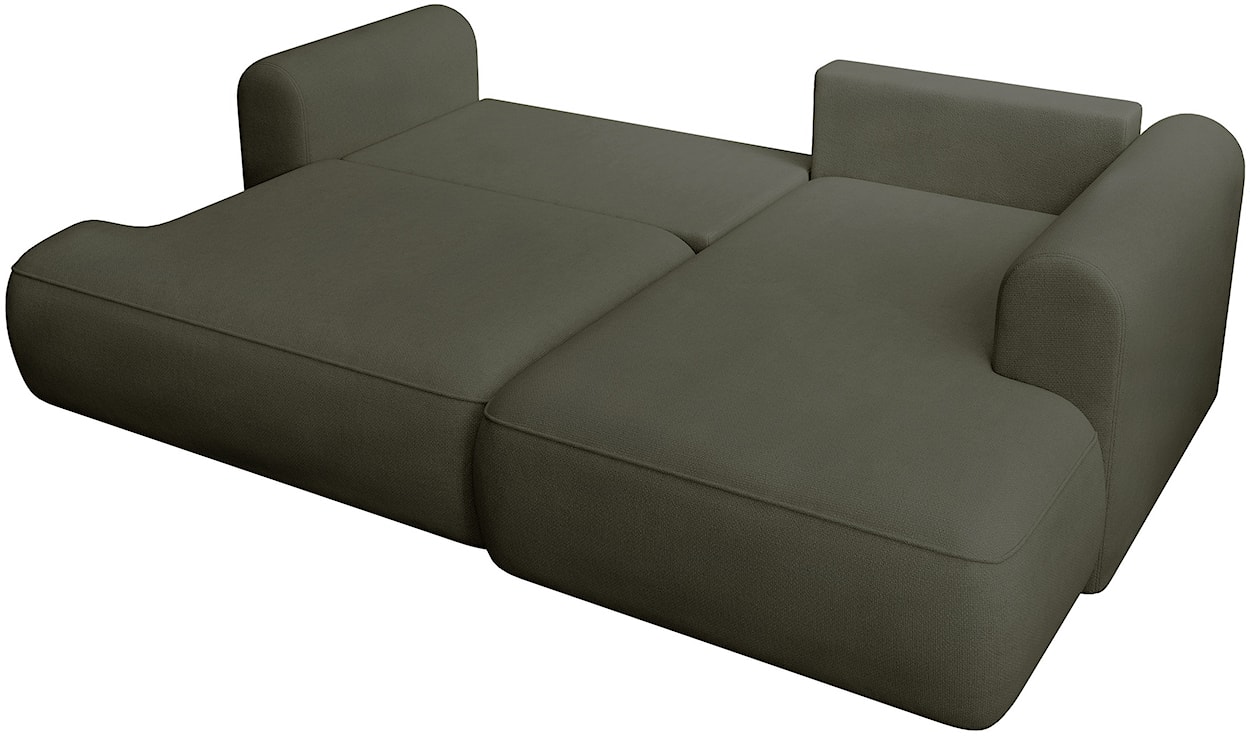 Narożnik z funkcją spania Ovo mini L-kształtny prawostronny oliwkowy szenil łatwoczyszczący  - zdjęcie 3