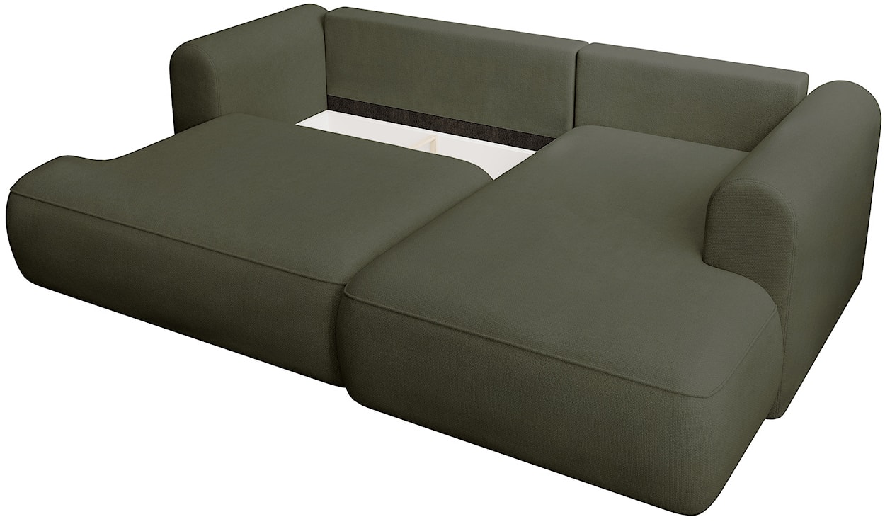 Narożnik z funkcją spania Ovo mini L-kształtny prawostronny oliwkowy szenil łatwoczyszczący  - zdjęcie 4