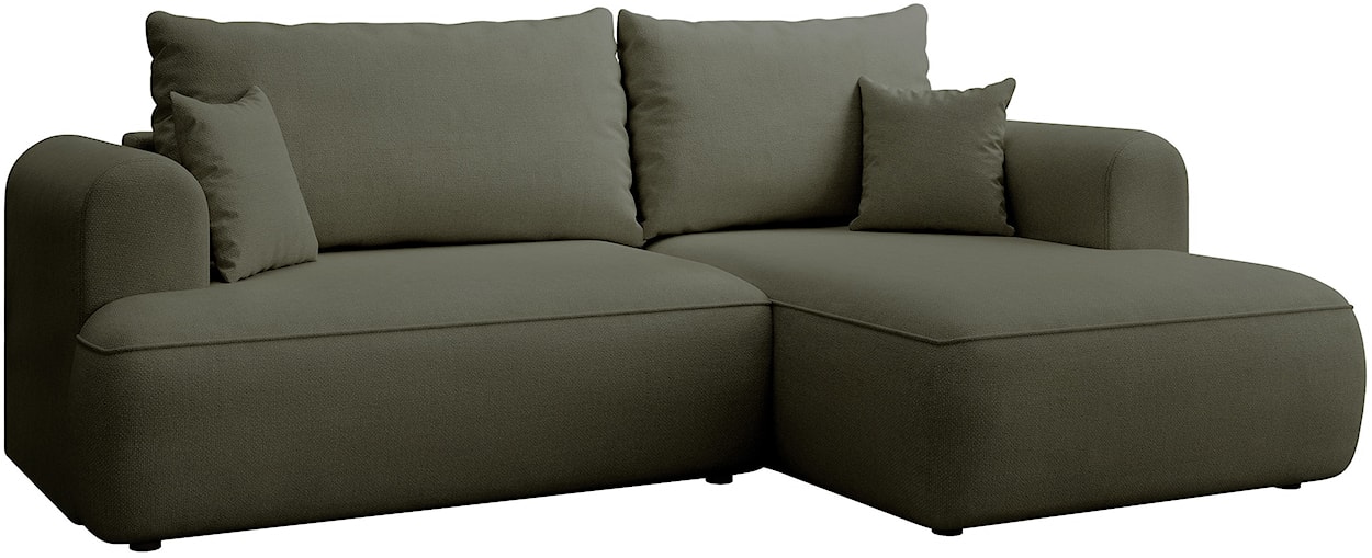 Narożnik z funkcją spania Ovo mini L-kształtny prawostronny oliwkowy szenil łatwoczyszczący  - zdjęcie 6