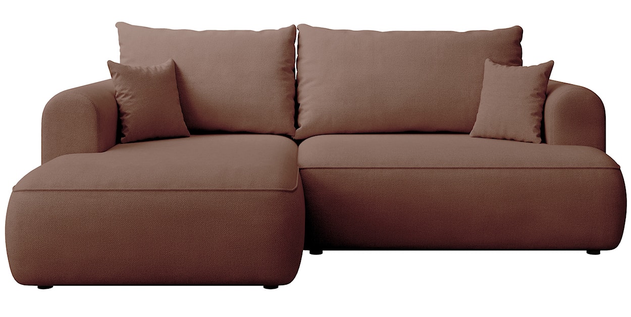 Narożnik z funkcją spania Ovo mini L-kształtny lewostronny miedziany szenil łatwoczyszczący 