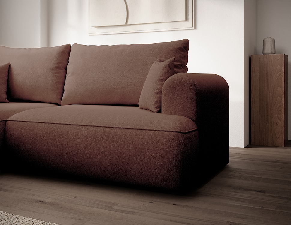 Narożnik z funkcją spania Ovo mini L-kształtny lewostronny miedziany szenil łatwoczyszczący  - zdjęcie 5