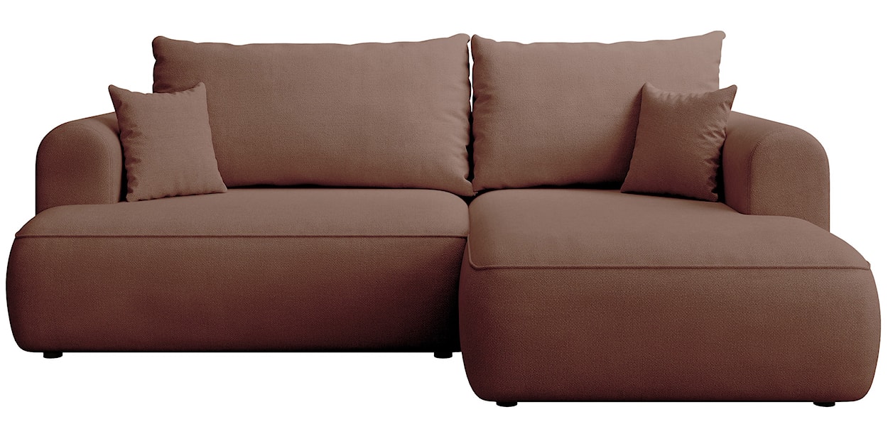 Narożnik z funkcją spania Ovo mini L-kształtny prawostronny miedziany szenil łatwoczyszczący 