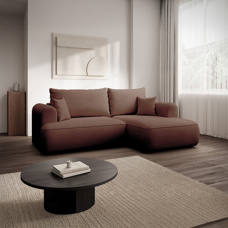 Narożnik z funkcją spania Ovo mini L-kształtny prawostronny miedziany szenil łatwoczyszczący  - zdjęcie 2