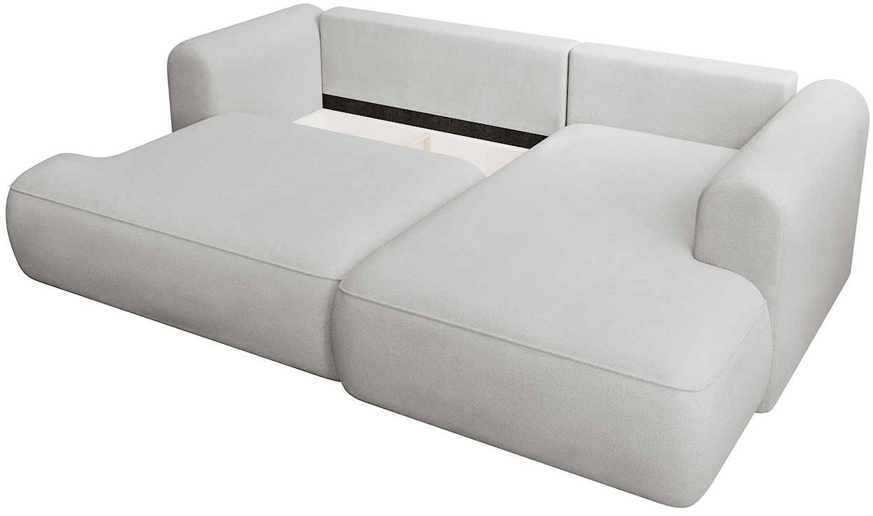 Narożnik z funkcją spania Ovo mini L-kształtny prawostronny jasnoszary szenil łatwoczyszczący  - zdjęcie 4