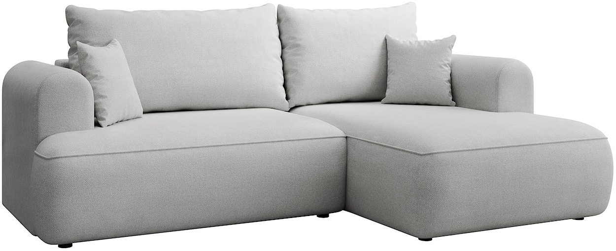 Narożnik z funkcją spania Ovo mini L-kształtny prawostronny jasnoszary szenil łatwoczyszczący  - zdjęcie 6