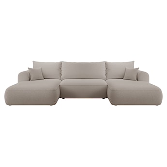 Narożnik z funkcją spania Ovo U-kształtny z pojemnikiem ciemnobeżowy boucle uniwersalny