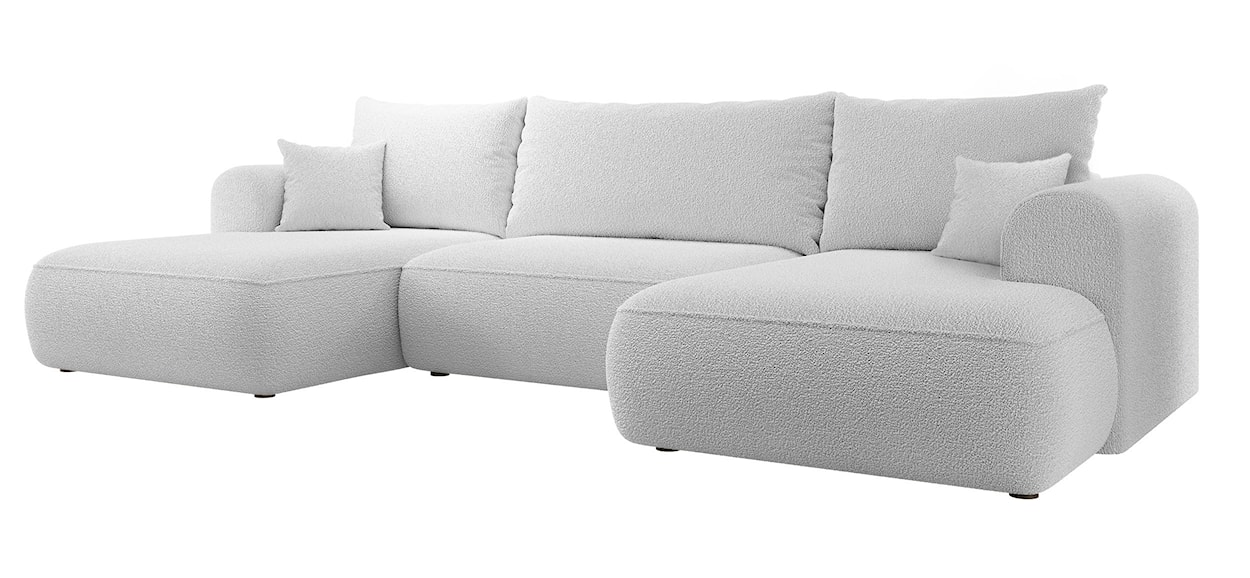 Narożnik z funkcją spania Ovo U-kształtny z pojemnikiem szary boucle uniwersalny  - zdjęcie 5