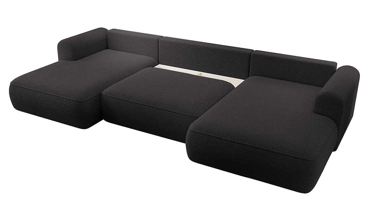 Narożnik z funkcją spania Ovo U-kształtny z pojemnikiem ciemnoszary boucle uniwersalny  - zdjęcie 4