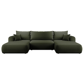 Narożnik z funkcją spania Ovo U-kształtny z pojemnikiem oliwkowy welur łatwoczyszczący uniwersalny