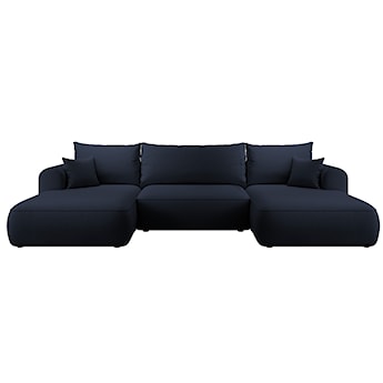 Narożnik z funkcją spania Ovo U-kształtny z pojemnikiem granatowy welur łatwoczyszczący uniwersalny