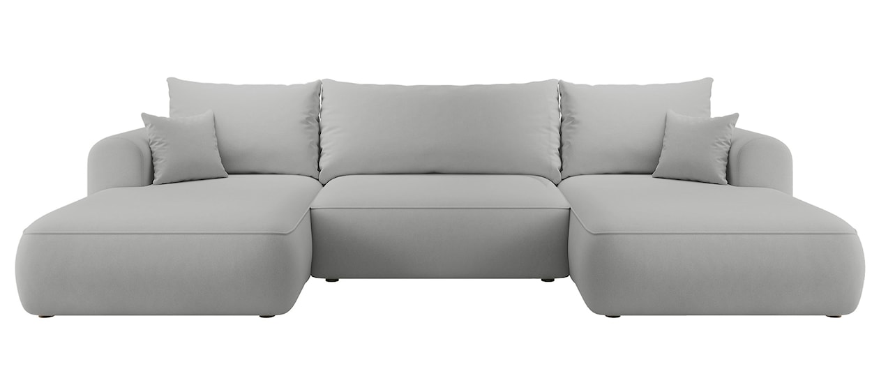 Narożnik z funkcją spania Ovo U-kształtny z pojemnikiem szary welur łatwoczyszczący uniwersalny 