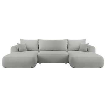 Narożnik z funkcją spania Ovo U-kształtny z pojemnikiem szary welur łatwoczyszczący uniwersalny