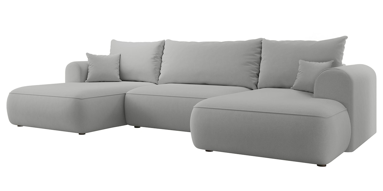 Narożnik z funkcją spania Ovo U-kształtny z pojemnikiem szary welur łatwoczyszczący uniwersalny  - zdjęcie 5