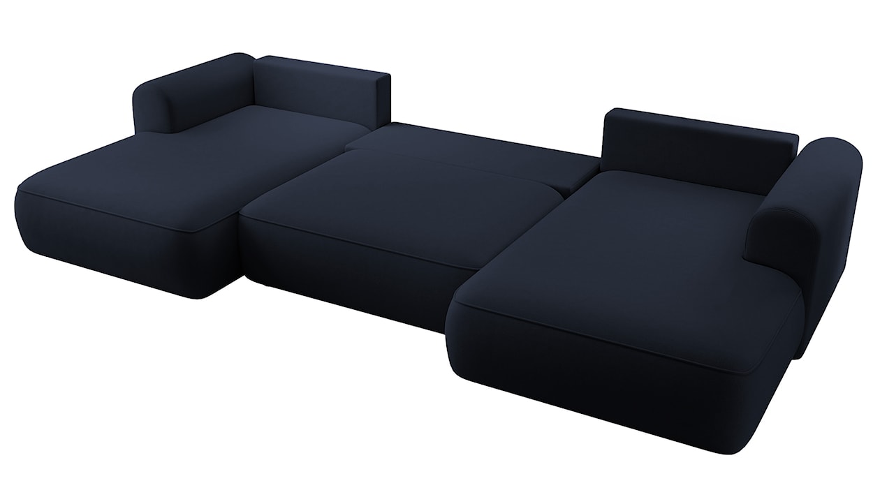 Narożnik z funkcją spania Ovo U-kształtny z pojemnikiem granatowy welur łatwoczyszczący uniwersalny  - zdjęcie 3