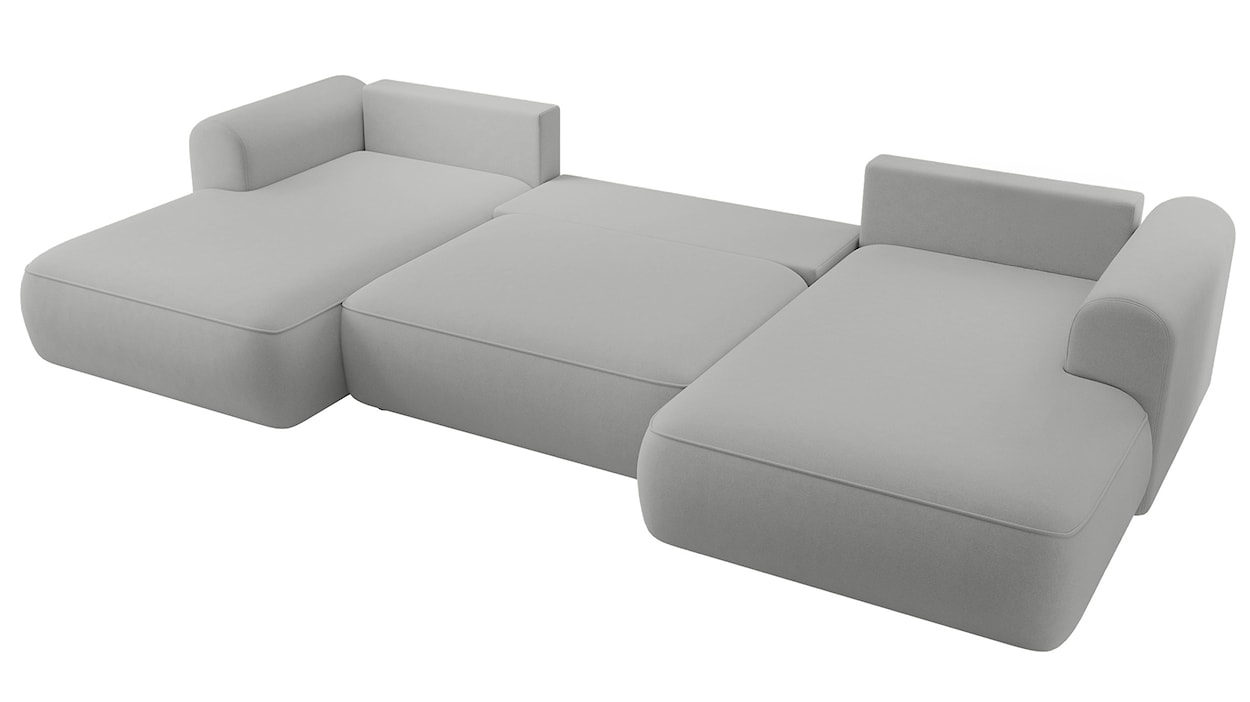 Narożnik z funkcją spania Ovo U-kształtny z pojemnikiem szary welur łatwoczyszczący uniwersalny  - zdjęcie 3