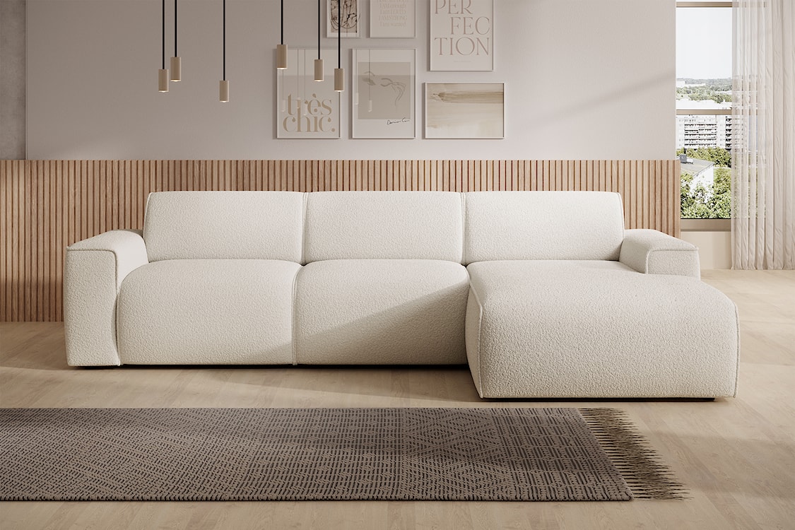 Narożnik Bouvi L-kształtny prawostronny kremowy boucle  - zdjęcie 2