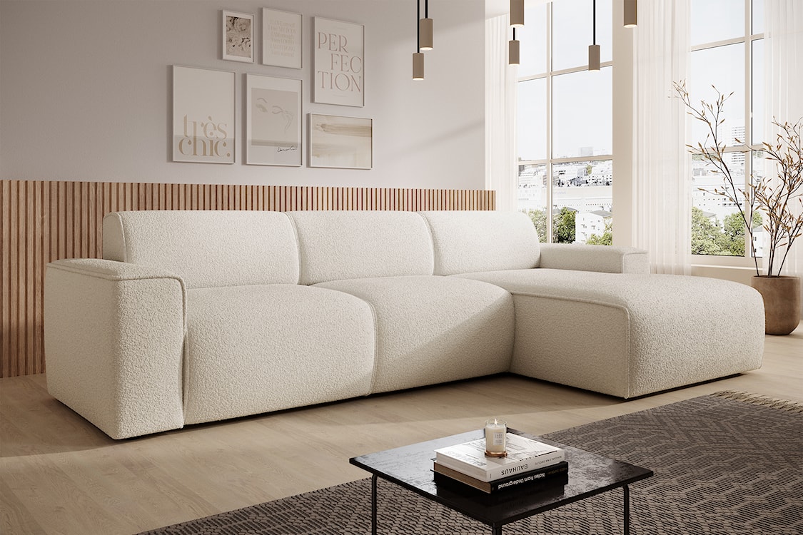 Narożnik Bouvi L-kształtny prawostronny kremowy boucle  - zdjęcie 3