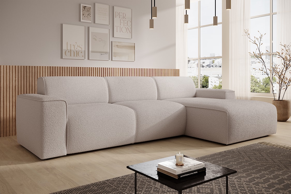 Narożnik Bouvi L-kształtny prawostronny jasnobeżowy boucle  - zdjęcie 3