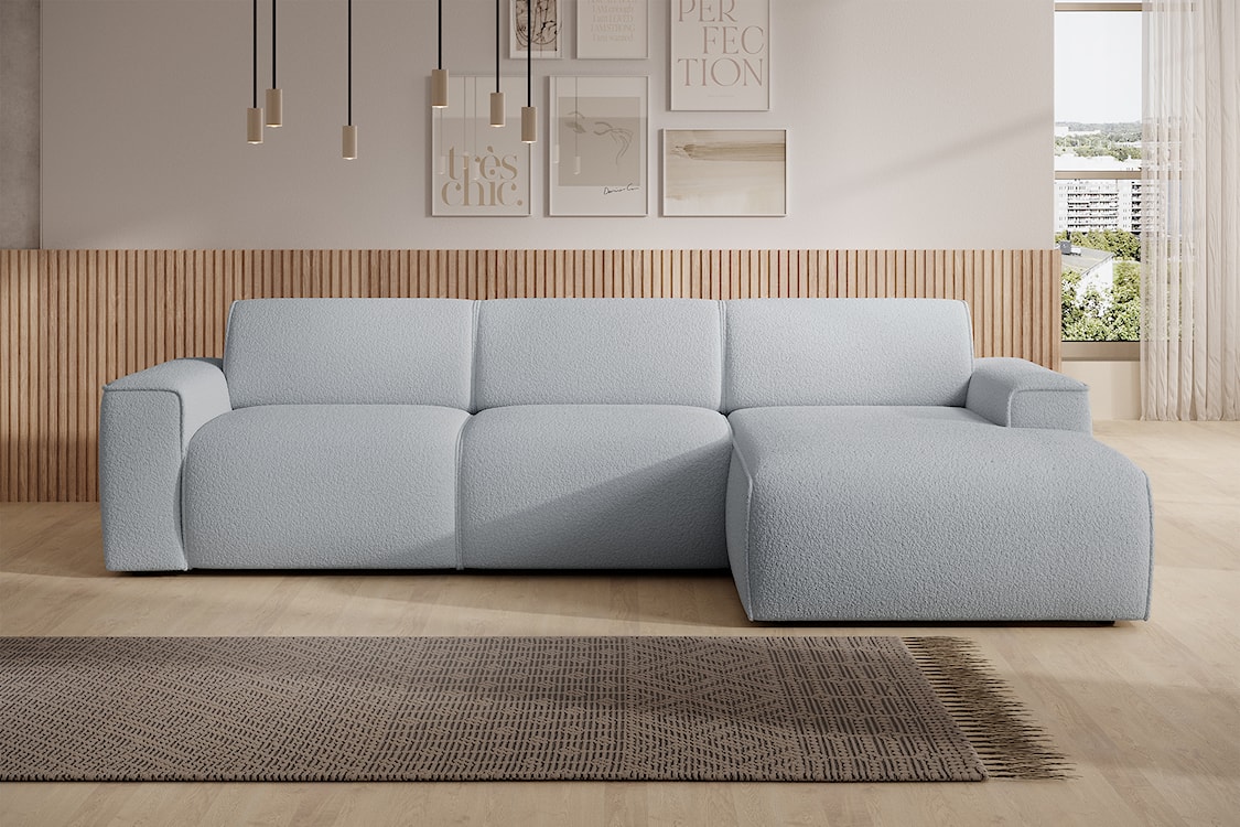 Narożnik Bouvi L-kształtny prawostronny jasnoszary boucle  - zdjęcie 2