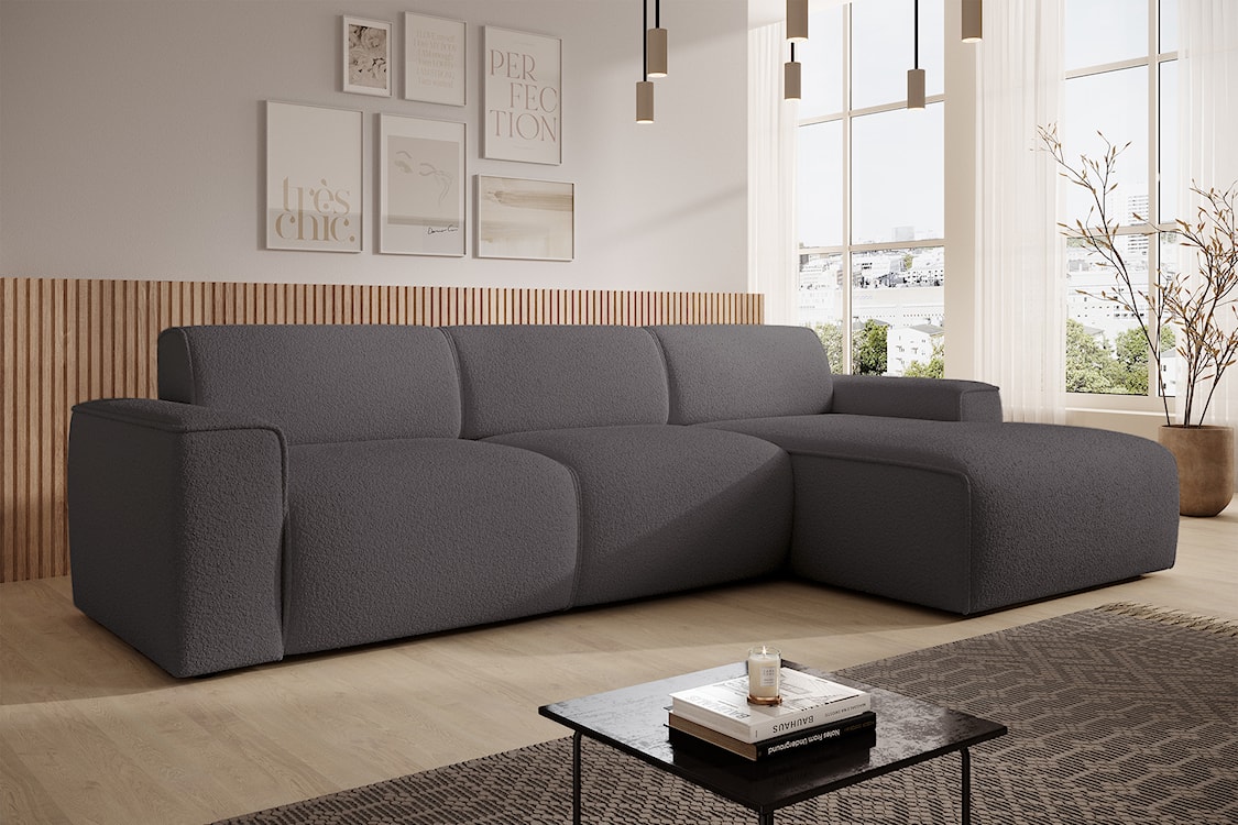 Narożnik Bouvi L-kształtny prawostronny ciemnoszary boucle  - zdjęcie 3