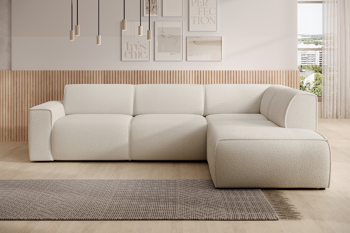 Narożnik Bouvi L-kształtny z boczkiem prawostronny kremowy boucle  - zdjęcie 2