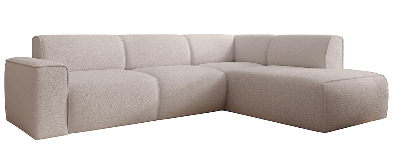 Narożnik Bouvi L-kształtny z boczkiem prawostronny jasnobeżowy boucle  - zdjęcie 4