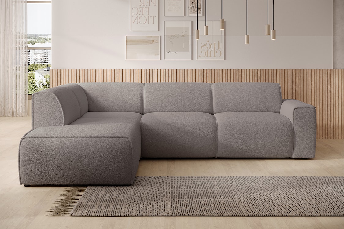 Narożnik Bouvi L-kształtny z boczkiem lewostronny szarobrązowy boucle  - zdjęcie 2