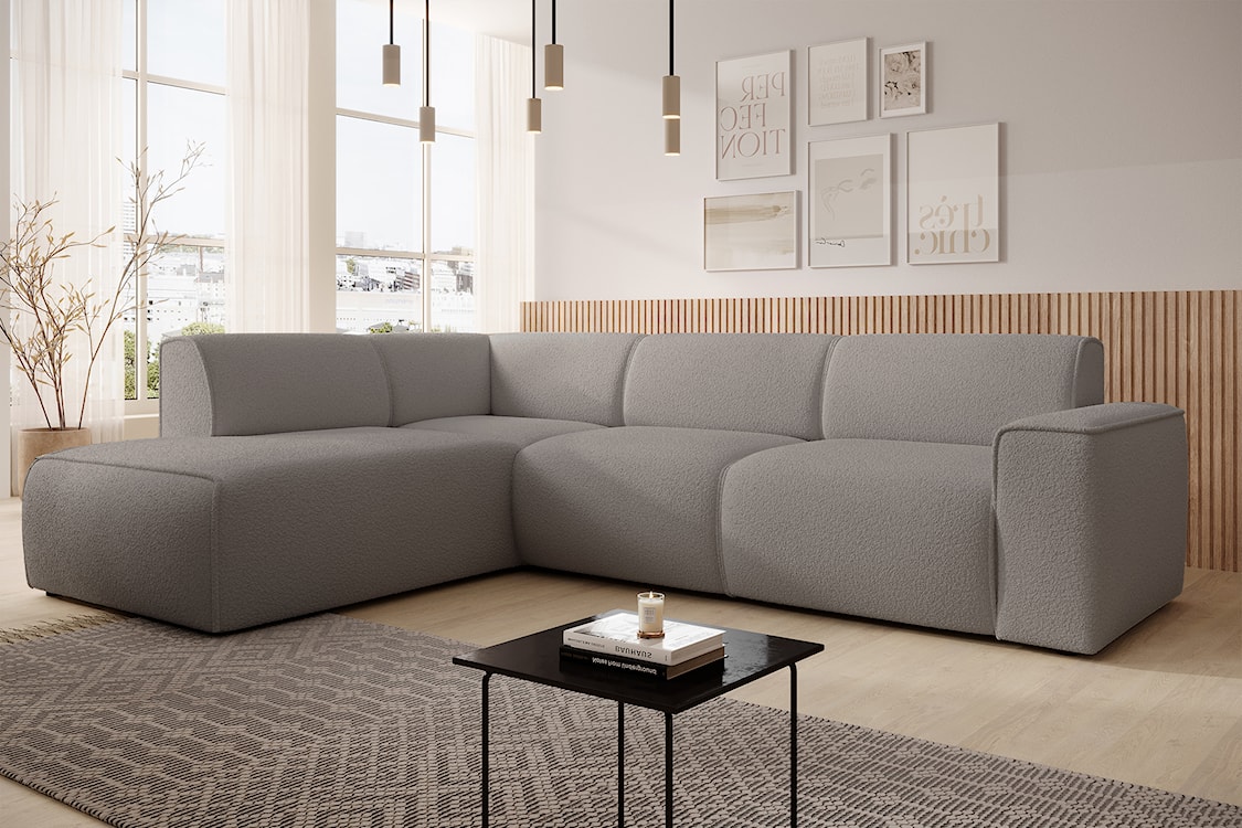 Narożnik Bouvi L-kształtny z boczkiem lewostronny szarobrązowy boucle  - zdjęcie 3