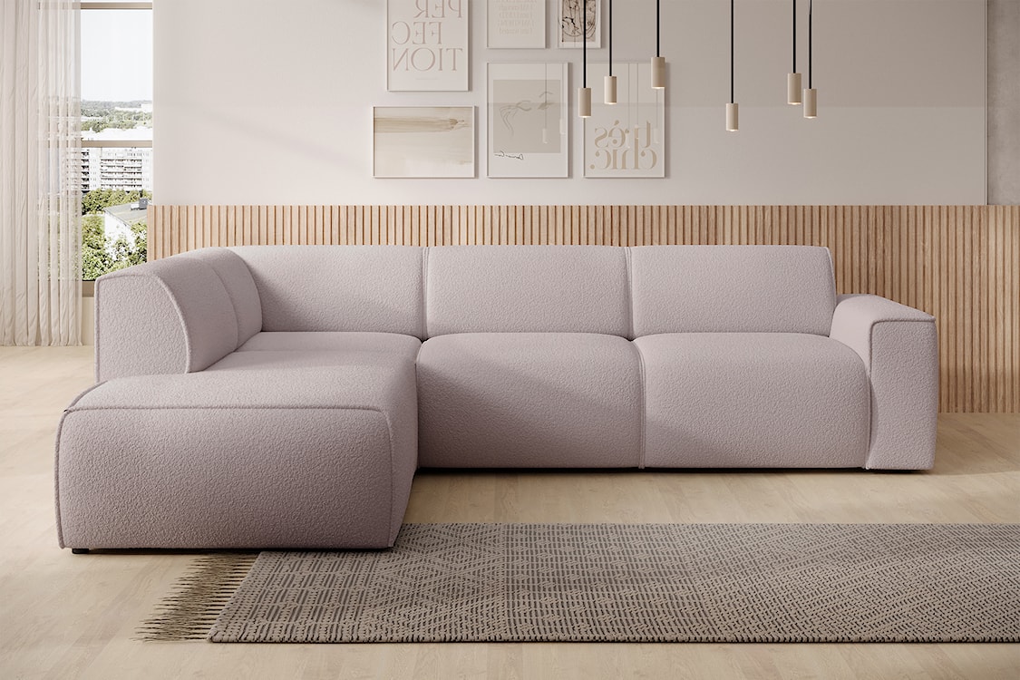 Narożnik Bouvi L-kształtny z boczkiem lewostronny beżowy boucle  - zdjęcie 2