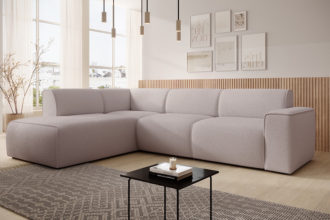 Narożnik Bouvi L-kształtny z boczkiem lewostronny beżowy boucle  - zdjęcie 3