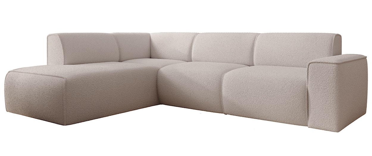 Narożnik Bouvi L-kształtny z boczkiem lewostronny jasnobeżowy boucle  - zdjęcie 4