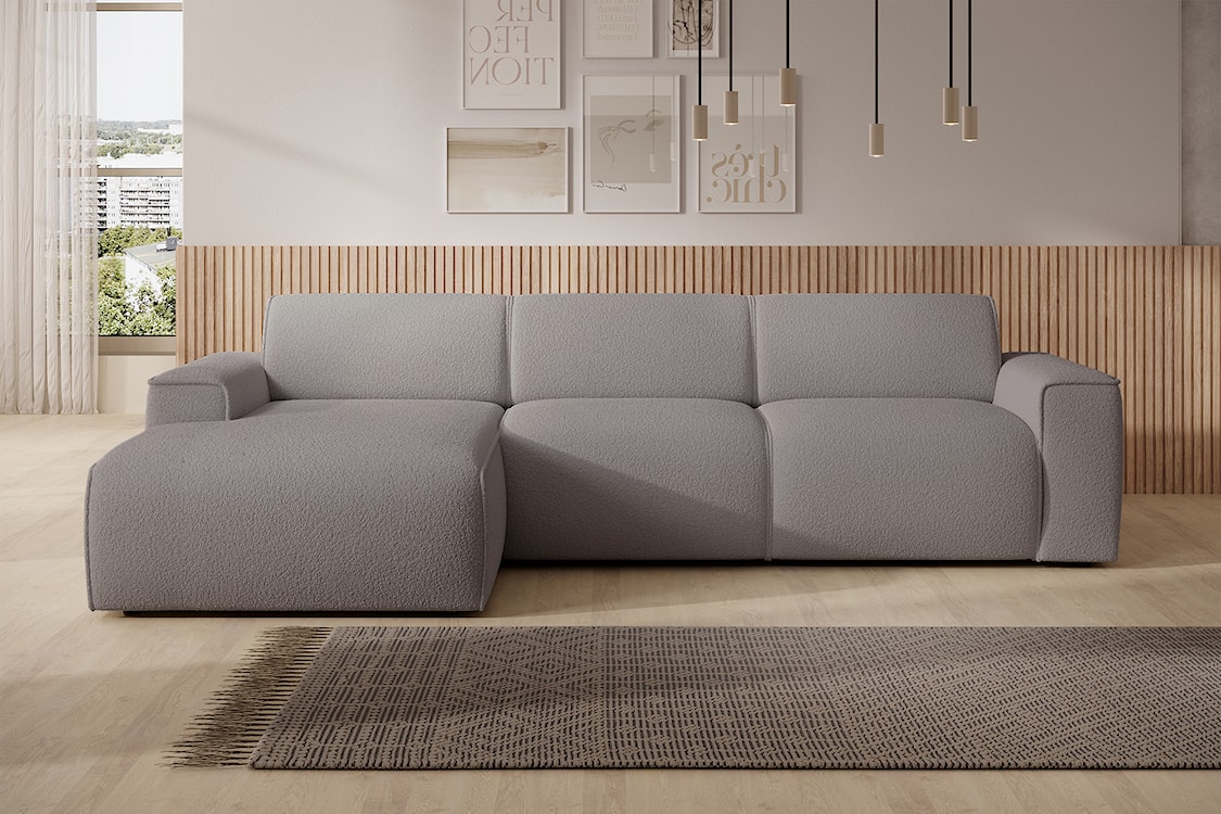 Narożnik Bouvi L-kształtny lewostronny szarobrązowy boucle  - zdjęcie 2