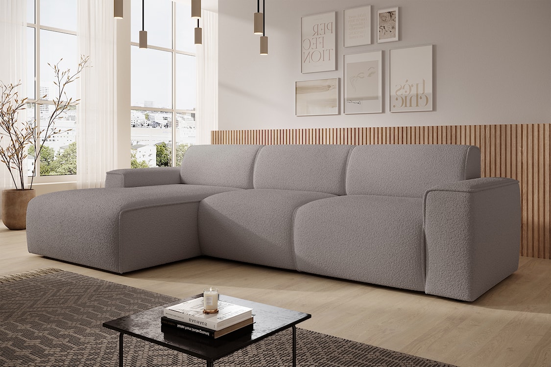 Narożnik Bouvi L-kształtny lewostronny szarobrązowy boucle  - zdjęcie 3