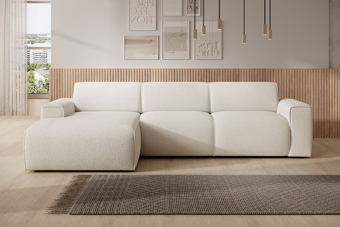 Narożnik Bouvi L-kształtny lewostronny kremowy boucle  - zdjęcie 2