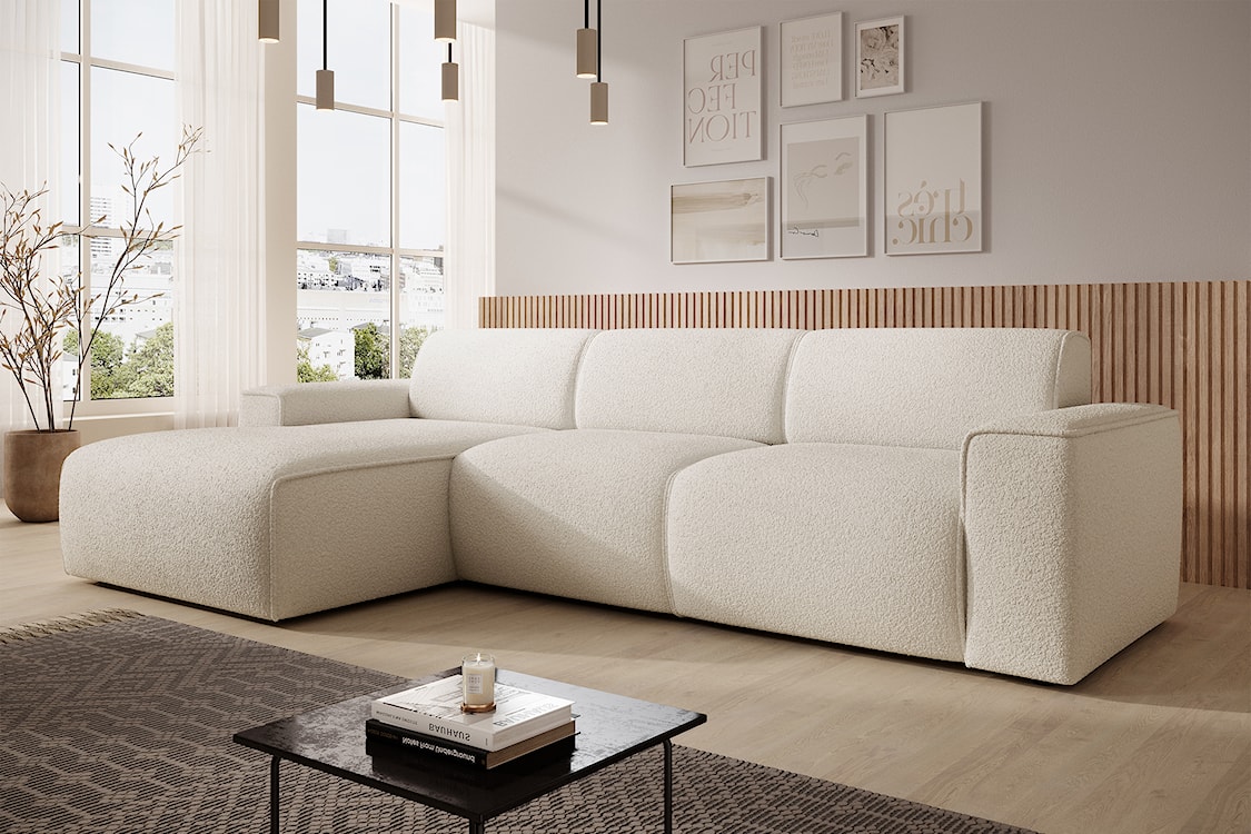 Narożnik Bouvi L-kształtny lewostronny kremowy boucle  - zdjęcie 3